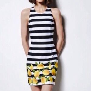 Milly for Design Nation Striped Lemon Print Sleeveless Sheath Dress Womens 6